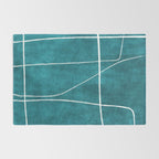 Minimalist Teal White Abstract Artwork Rug Gallery Image 2