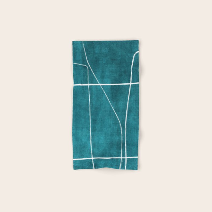Minimalist Teal White Abstract Artwork Bath Towel Gallery Image 1