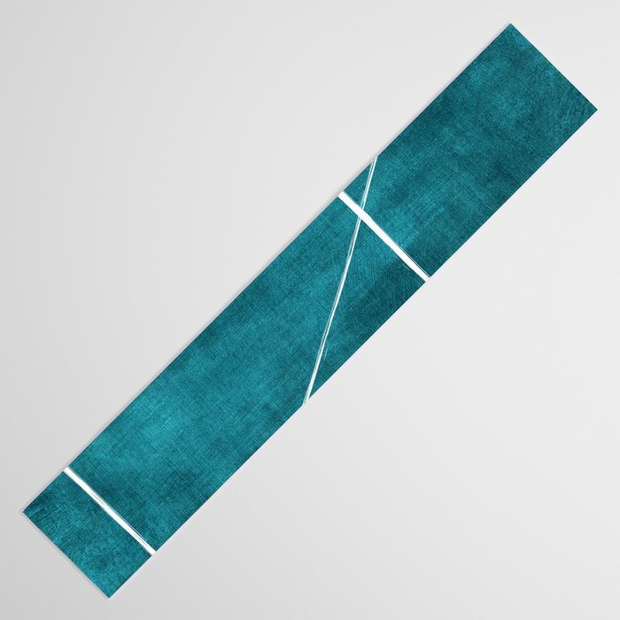 Minimalist Teal White Abstract Artwork Table Runner Gallery Image 3