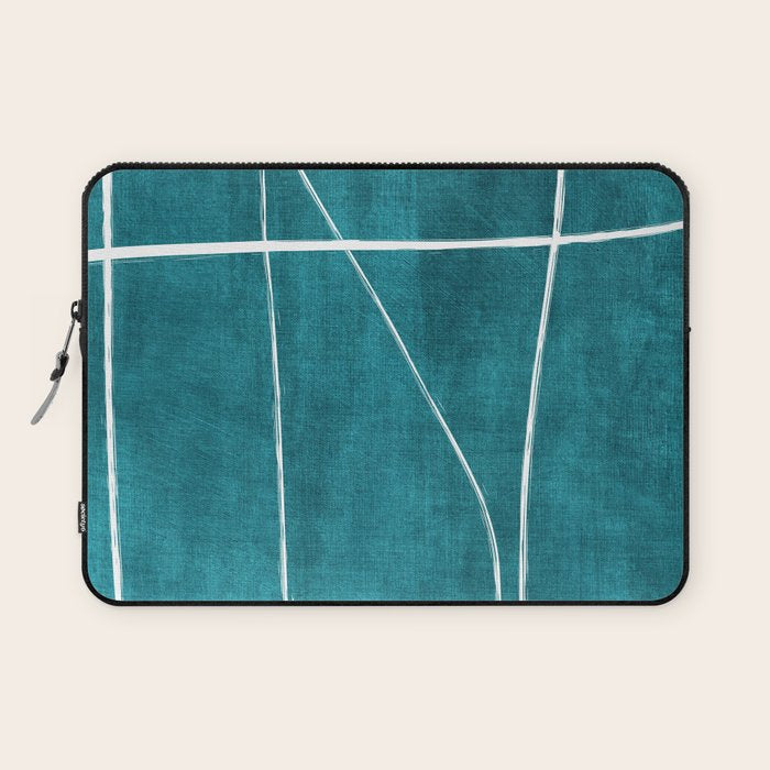 Minimalist Teal White Abstract Artwork Laptop Sleeve Gallery Image 1