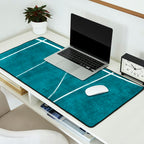 Minimalist Teal White Abstract Artwork Desk Mat Gallery Image 2