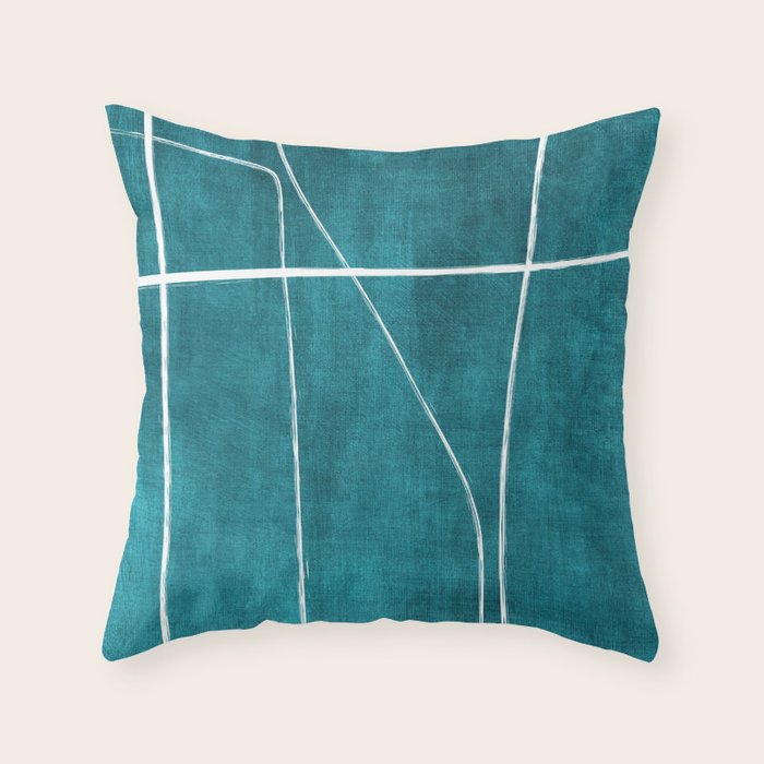 Minimalist Teal White Abstract Artwork Throw Pillow Gallery Image 1