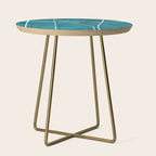 Minimalist Teal White Abstract Artwork Side Table Gallery Image 1