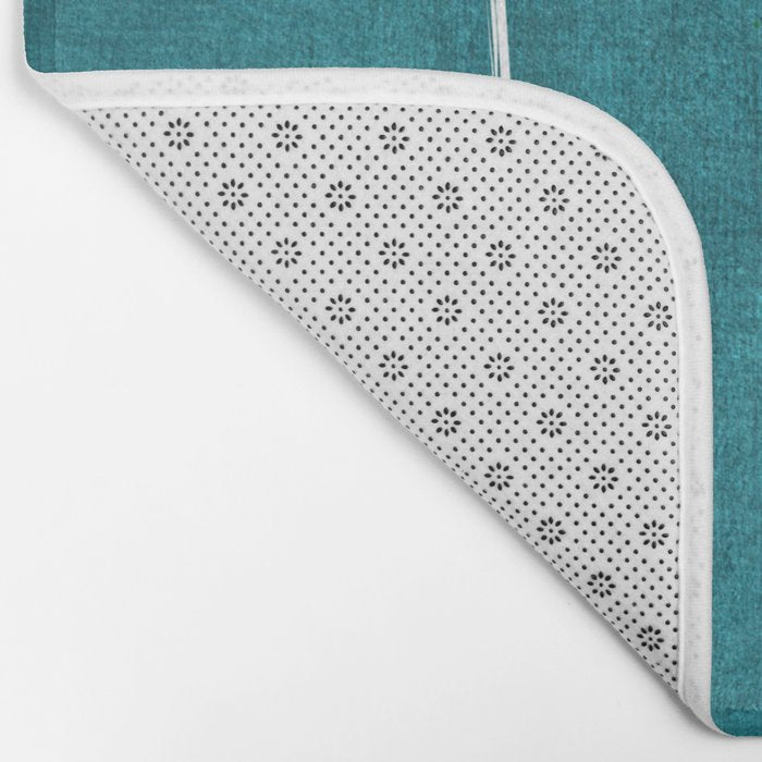 Minimalist Teal White Abstract Artwork Bath Mat Gallery Image 2