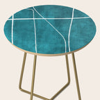 Minimalist Teal White Abstract Artwork Side Table Gallery Image 2