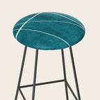Minimalist Teal White Abstract Artwork Stool Gallery Image 2