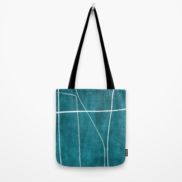 Minimalist Teal White Abstract Artwork Tote Bag Gallery Image 2