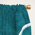 Minimalist Teal White Abstract Artwork Window Curtain Gallery Image 2