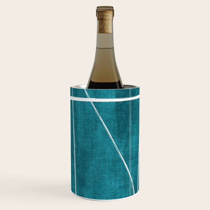 Minimalist Teal White Abstract Artwork Wine Chiller Gallery Image 1