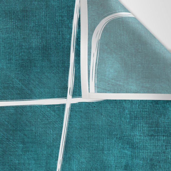 Minimalist Teal White Abstract Artwork Wall Tapestry Gallery Image 3