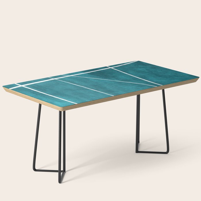 Minimalist Teal White Abstract Artwork Coffee Table Gallery Image 1