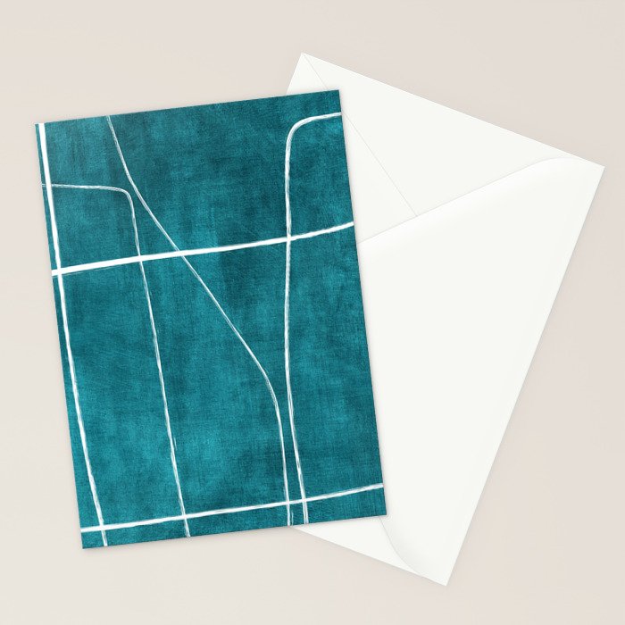 Minimalist Teal White Abstract Artwork Stationery Card Gallery Image 2
