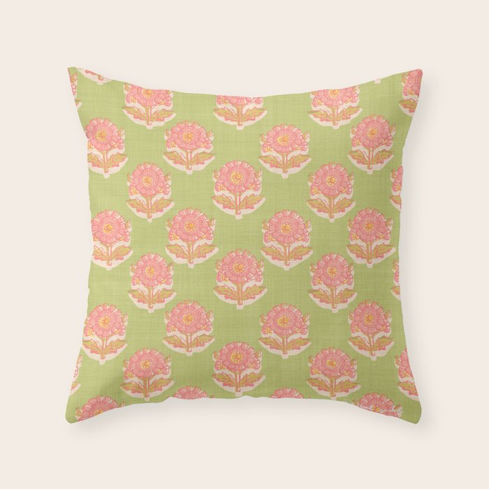 French Country Sunflower in Olive Throw Pillow Gallery Image 6