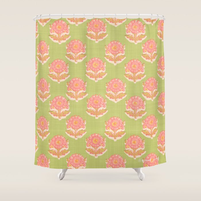 French Country Sunflower in Olive Shower Curtain Gallery Image 1