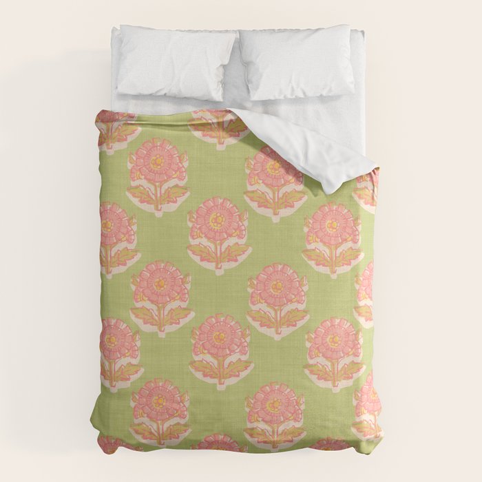 French Country Sunflower in Olive Duvet Cover Gallery Image 6
