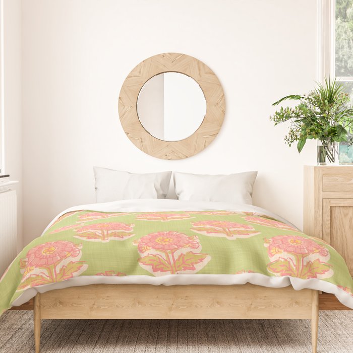 French Country Sunflower in Olive Duvet Cover Gallery Image 3