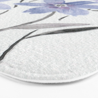 Watercolor Purple Flowers with Black Stems - Floral Custom Art Design Bath Mat Gallery Image 3