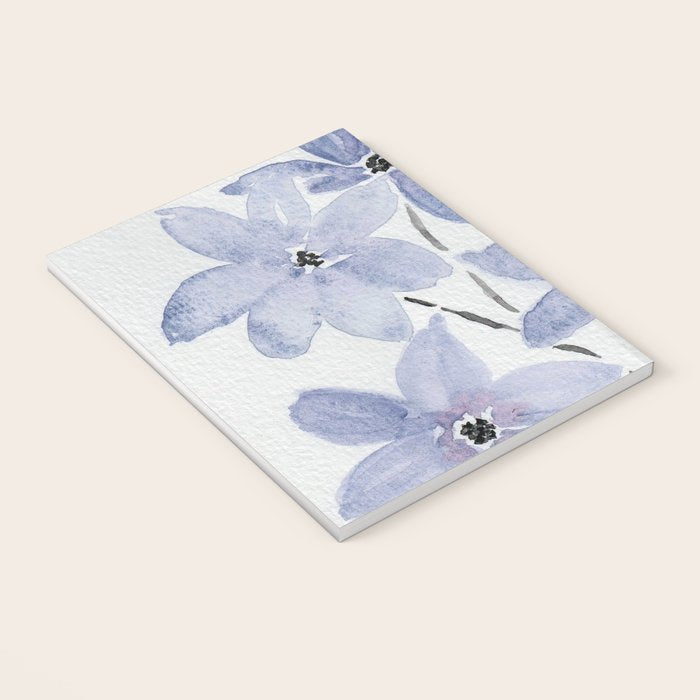 Watercolor Purple Flowers with Black Stems - Floral Custom Art Design Notebook Gallery Image 3