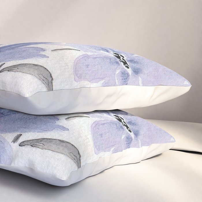 Watercolor Purple Flowers with Black Stems - Floral Custom Art Design Pillow Sham Gallery Image 3
