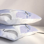 Watercolor Purple Flowers with Black Stems - Floral Custom Art Design Pillow Sham Gallery Image 3