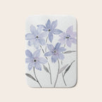 Watercolor Purple Flowers with Black Stems - Floral Custom Art Design Bath Mat Gallery Image 1