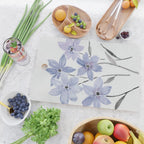 Watercolor Purple Flowers with Black Stems - Floral Custom Art Design Cutting Board Gallery Image 2