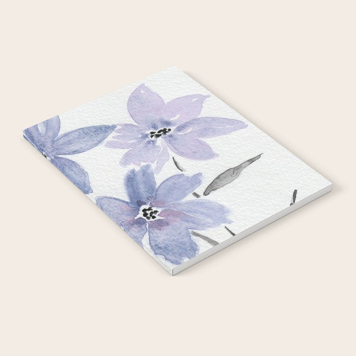 Watercolor Purple Flowers with Black Stems - Floral Custom Art Design Notebook Gallery Image 1