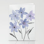Watercolor Purple Flowers with Black Stems - Floral Custom Art Design Stationery Card Gallery Image 2