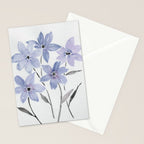 Watercolor Purple Flowers with Black Stems - Floral Custom Art Design Stationery Card Gallery Image 2