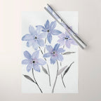 Watercolor Purple Flowers with Black Stems - Floral Custom Art Design Wrapping Paper Gallery Image 1
