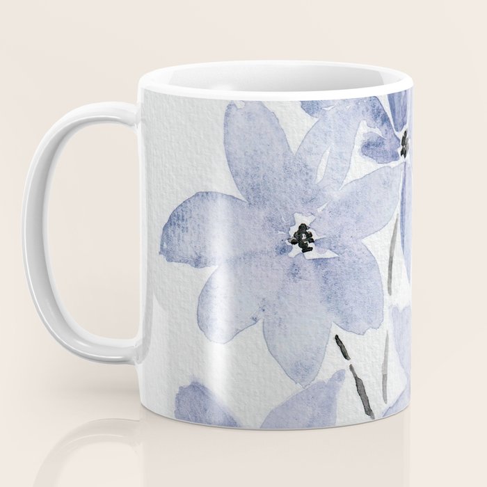 Watercolor Purple Flowers with Black Stems - Floral Custom Art Design Coffee Mug Gallery Image 3