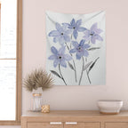 Watercolor Purple Flowers with Black Stems - Floral Custom Art Design Wall Tapestry Gallery Image 2