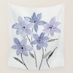 Watercolor Purple Flowers with Black Stems - Floral Custom Art Design Wall Tapestry Gallery Image 4
