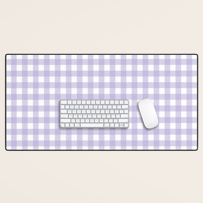 Gingham Check Pattern in Pastel Lavender Purple Desk Mat Gallery Image 1