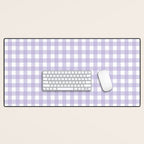 Gingham Check Pattern in Pastel Lavender Purple Desk Mat Gallery Image 1