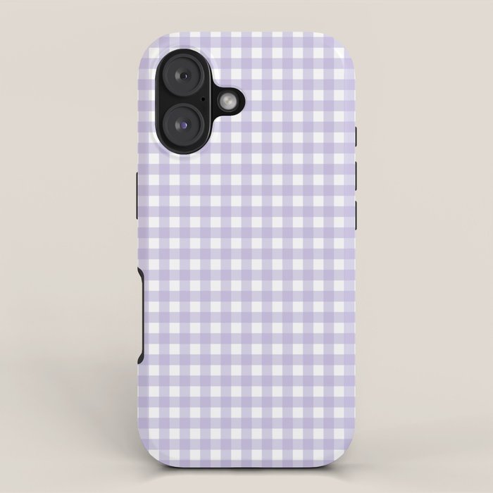 Gingham Check Pattern in Pastel Lavender Purple iPhone Case Gallery Image 1