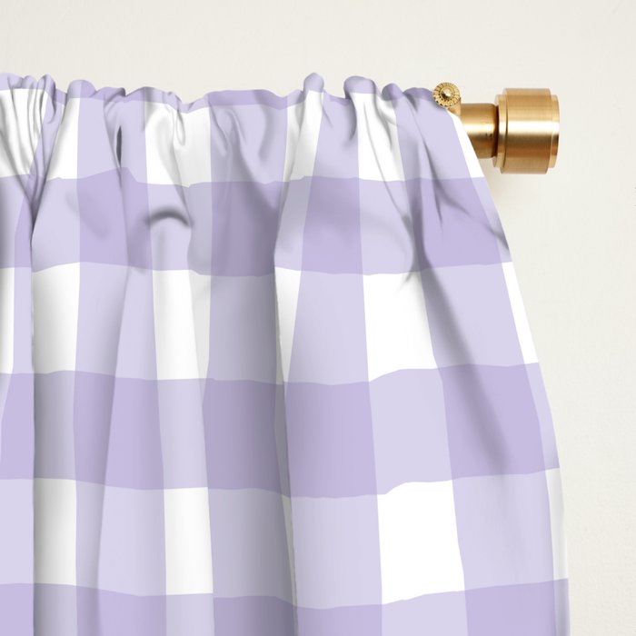 Gingham Check Pattern in Pastel Lavender Purple Window Curtain Gallery Image 2
