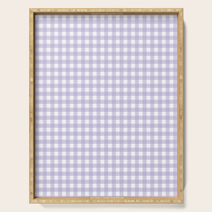 Gingham Check Pattern in Pastel Lavender Purple Serving Tray Gallery Image 1