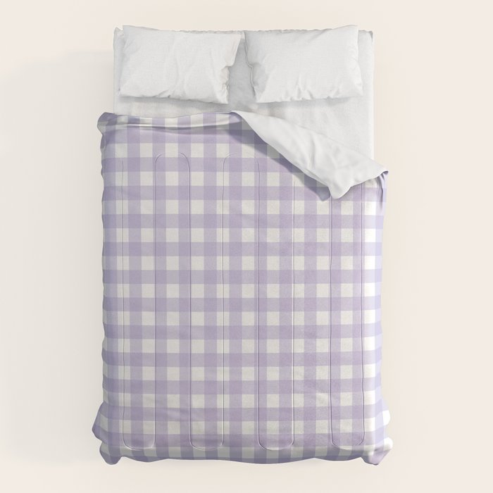 Gingham Check Pattern in Pastel Lavender Purple Comforter Gallery Image 1