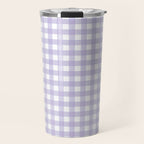 Gingham Check Pattern in Pastel Lavender Purple Travel Mug Gallery Image 1