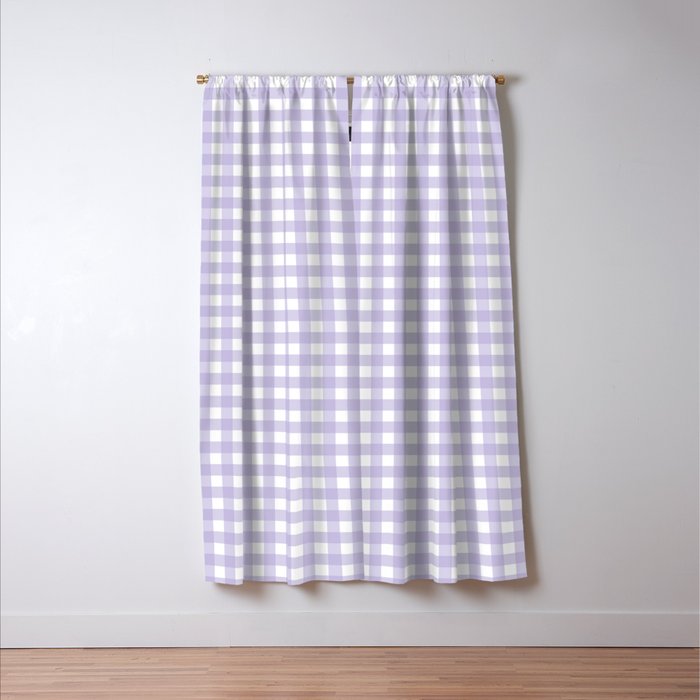 Gingham Check Pattern in Pastel Lavender Purple Window Curtain Gallery Image 3
