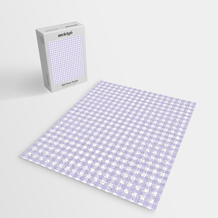 Gingham Check Pattern in Pastel Lavender Purple Jigsaw Puzzle Gallery Image 2