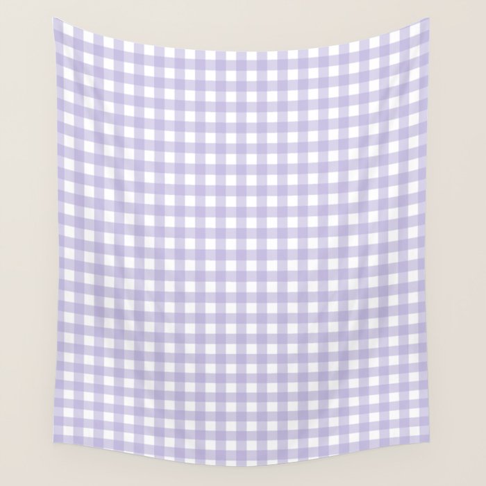 Gingham Check Pattern in Pastel Lavender Purple Wall Tapestry Gallery Image 4