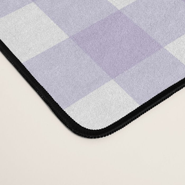 Gingham Check Pattern in Pastel Lavender Purple Desk Mat Gallery Image 4