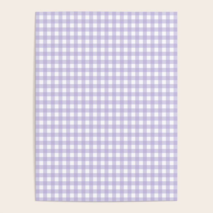 Gingham Check Pattern in Pastel Lavender Purple Poster Gallery Image 1
