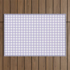 Gingham Check Pattern in Pastel Lavender Purple Outdoor Rug Gallery Image 1