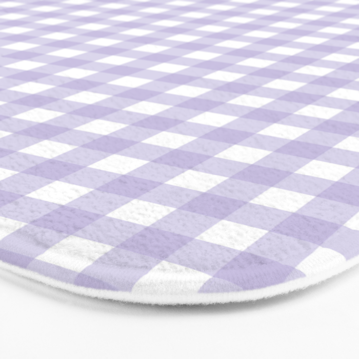Gingham Check Pattern in Pastel Lavender Purple Bath Mat Gallery Image 3