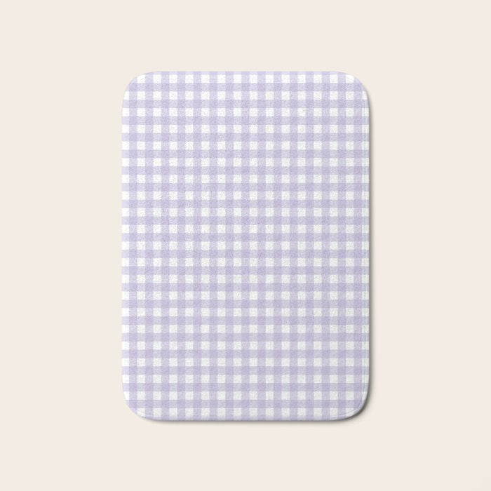 Gingham Check Pattern in Pastel Lavender Purple Bath Mat Gallery Image 1