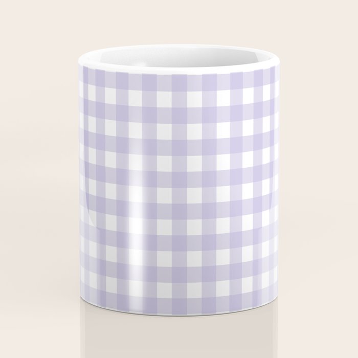 Gingham Check Pattern in Pastel Lavender Purple Coffee Mug Gallery Image 4