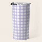 Gingham Check Pattern in Pastel Lavender Purple Travel Mug Gallery Image 3